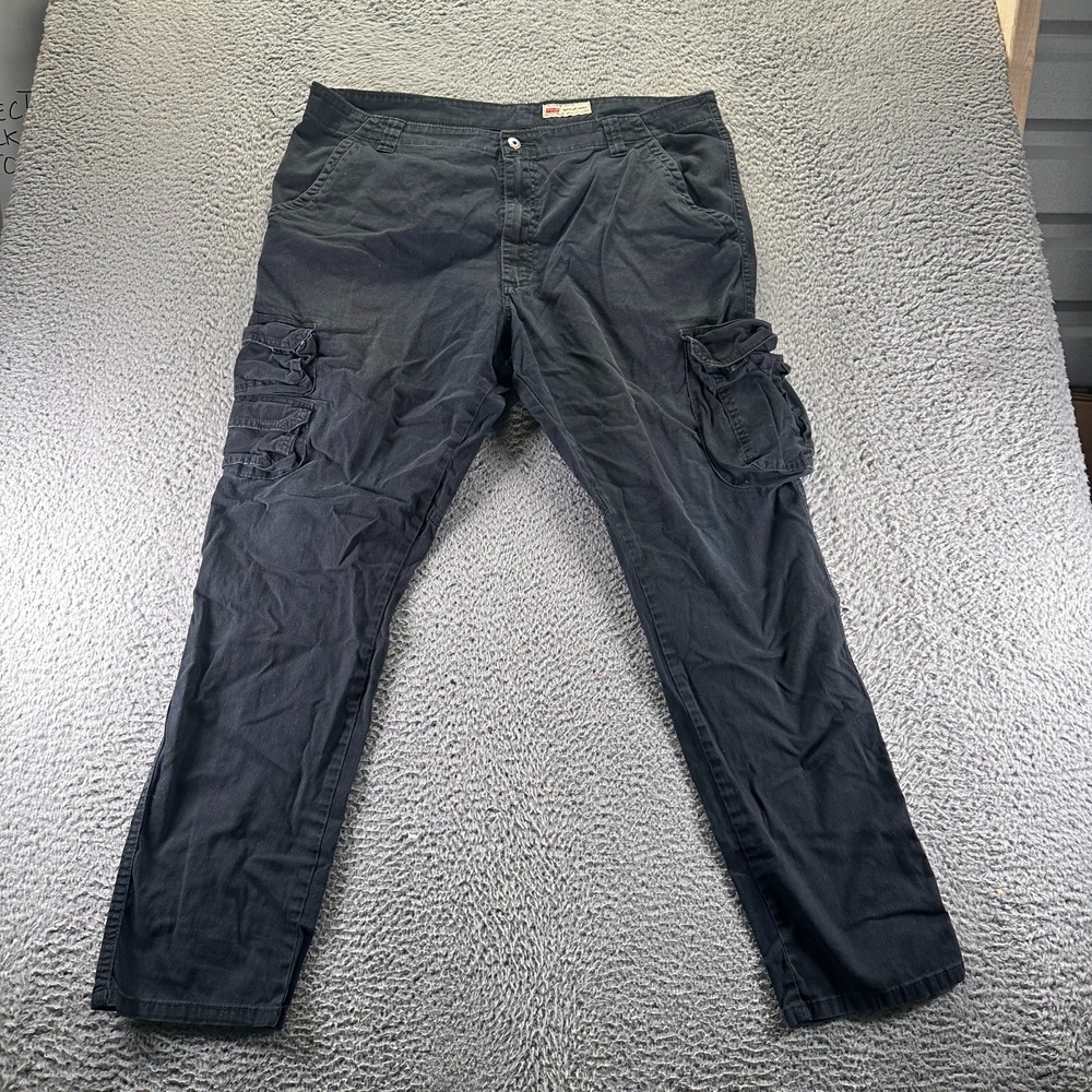 Wrangler Pant Mens 40x32 Black Cotton Cargo Tapered Leg Workwear Utility Stretch